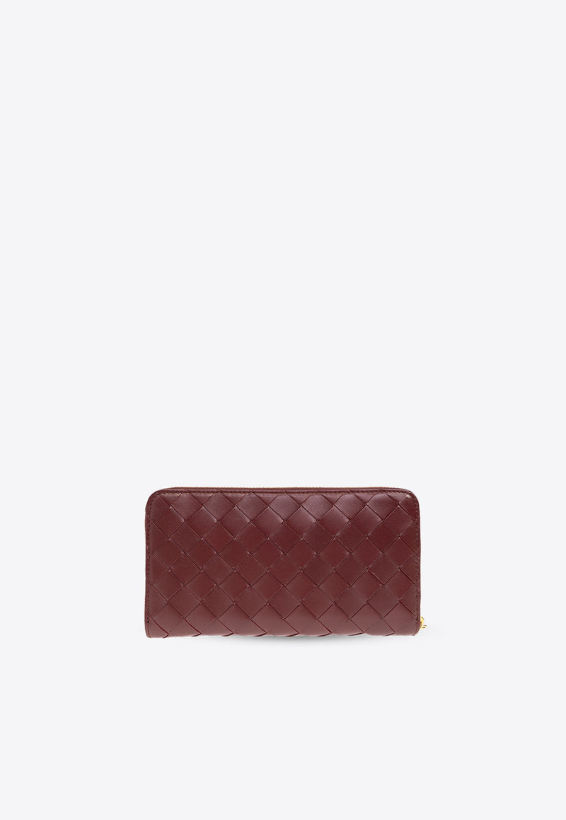 Bottega Veneta Intrecciato Zip-Around Wallet Cherry 742332 VCPP2-6414