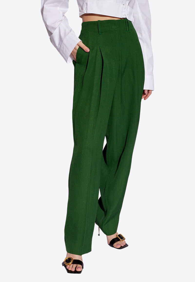 Jacquemus Le Titolo High-Waist Tailored Pants Green 241PA082 1547-590