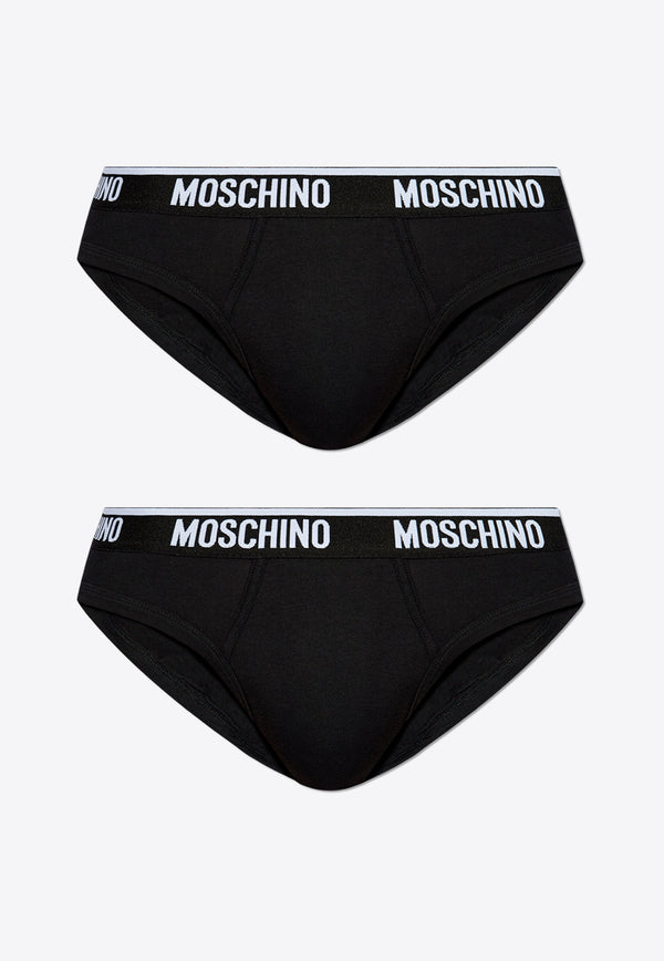 Moschino Contrasting Logo Briefs - Set of 2 Black 241V1 A1302 4406-0555