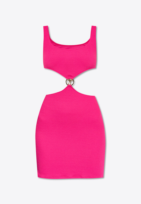 Moschino Cut-Out Logo Plaque Beach Dress Pink 241V2 A2603 9506-0206