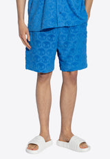 Moschino Logo Jacquard Drawstring Shorts Blue 241V3 A6702 9406-0318