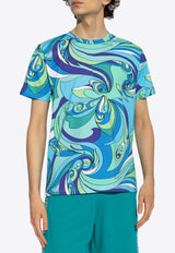 Moschino Abstract Print Crewneck T-shirt Blue 241V3 A0711 9415-1366