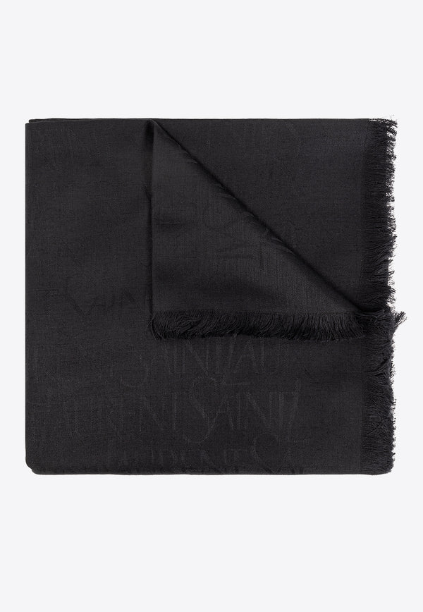 Saint Laurent Logo Jacquard Modal-blend Scarf Black 774909 3YP96-1000