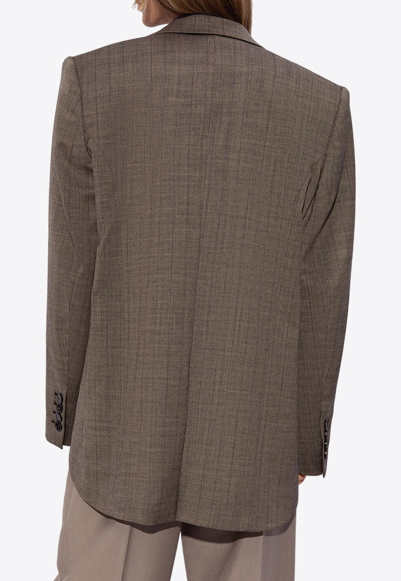 Stella McCartney Pinstripe Wool Blazer Gray 650100 3DR650-1907