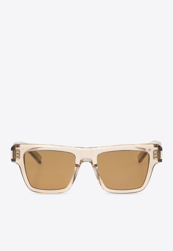 Saint Laurent Square-Shaped Logo Sunglasses Brown 671568 Y9956-9307