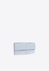Bottega Veneta Large Cassette Flap Wallet in Intrecciato Leather Ice 742694 VCQC4-1729