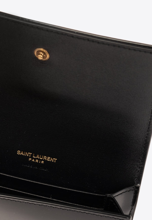 Saint Laurent Cassandre Patent Leather Wallet Black 748831 AACQP-1000