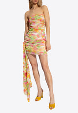Saint Laurent Ruched Floral Strapless Dress Multicolor 780240 Y4I58-9028