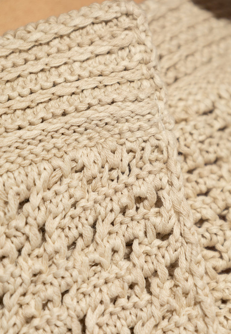 Bottega Veneta Crochet Knit Midi Skirt Beige 782282 V3WM0-9227