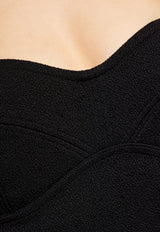 Bottega Veneta Textured Bustier One-Piece Swimsuit Black 782623 V40F0-1000