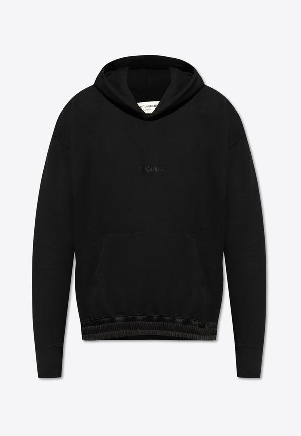 Saint Laurent Logo Embroidered Hooded Sweatshirt Black 773358 Y36SW-1000