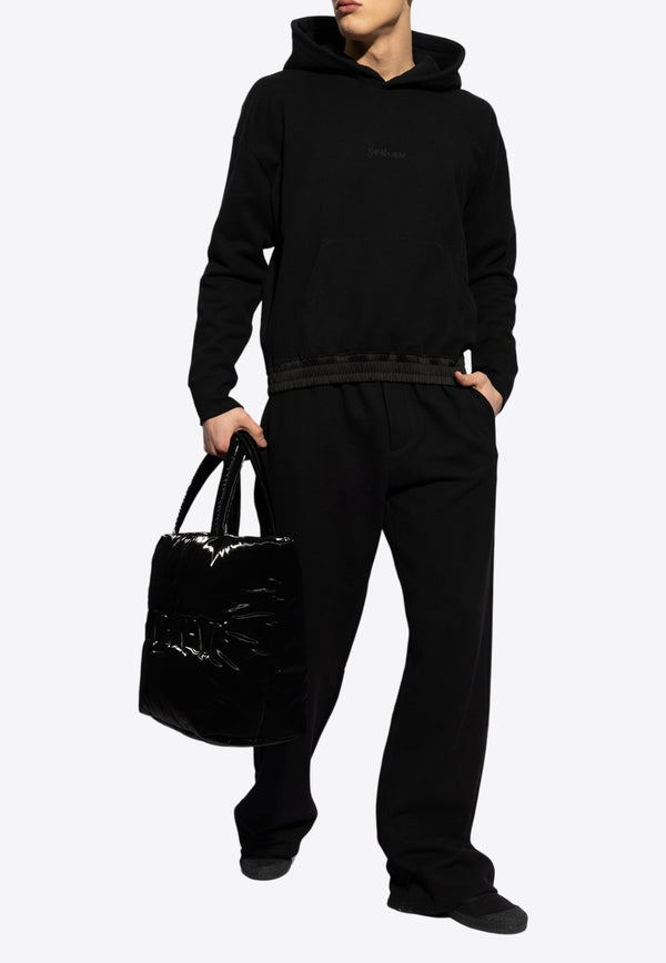 Saint Laurent Logo Embroidered Hooded Sweatshirt Black 773358 Y36SW-1000