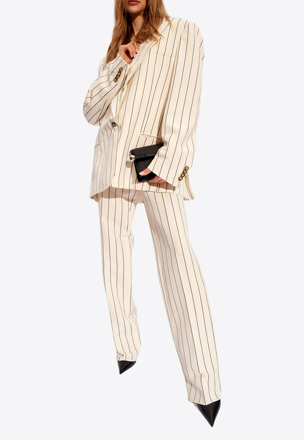 Stella McCartney Pinstriped Tailored Pants Cream 640176 3DR375-9211