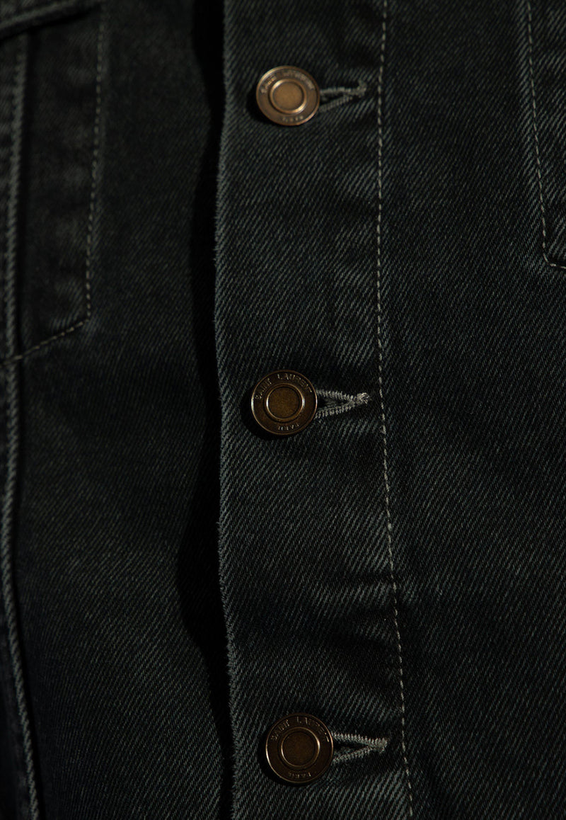 Saint Laurent Classic Short Denim Jacket Black 695177 Y07TE-3962