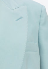 Stella McCartney Single-Breasted Oversized Blazer Blue 650109 3DU655-4700
