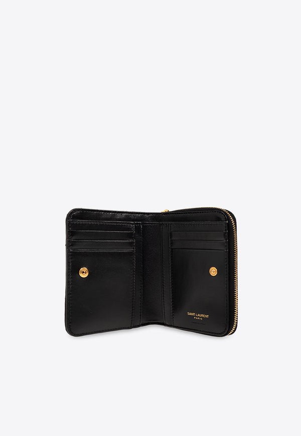 Saint Laurent Matelassé Compact Zip-Around Wallet Black 668288 AAA44-1000