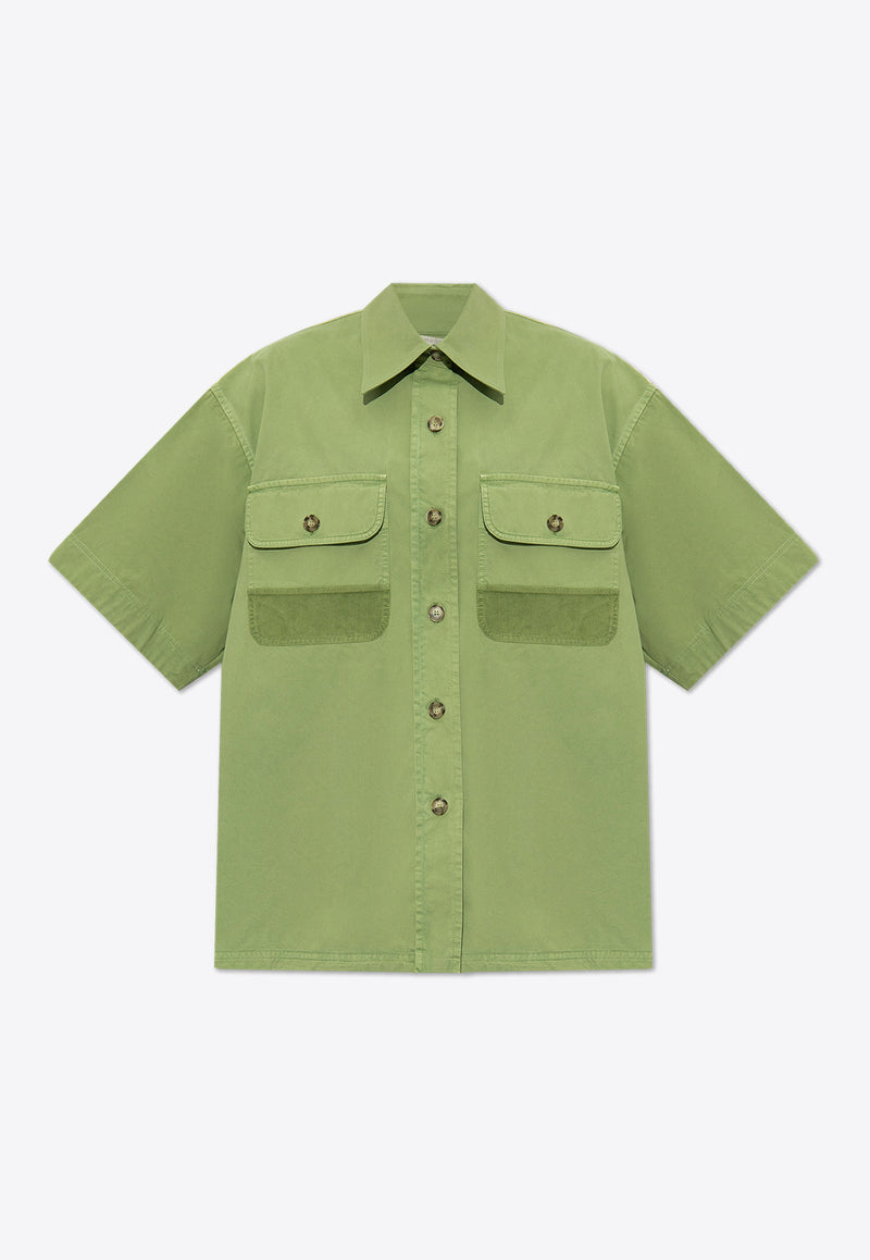Stella McCartney Short-Sleeved Oversized Shirt Green 620081 3DU400-3210