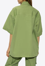 Stella McCartney Short-Sleeved Oversized Shirt Green 620081 3DU400-3210