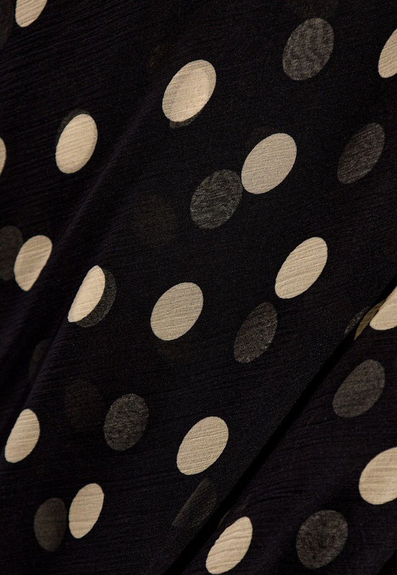Stella McCartney One-Shoulder Polka Dot Silk Mini Dress Black 6A0386 3DS250-1028