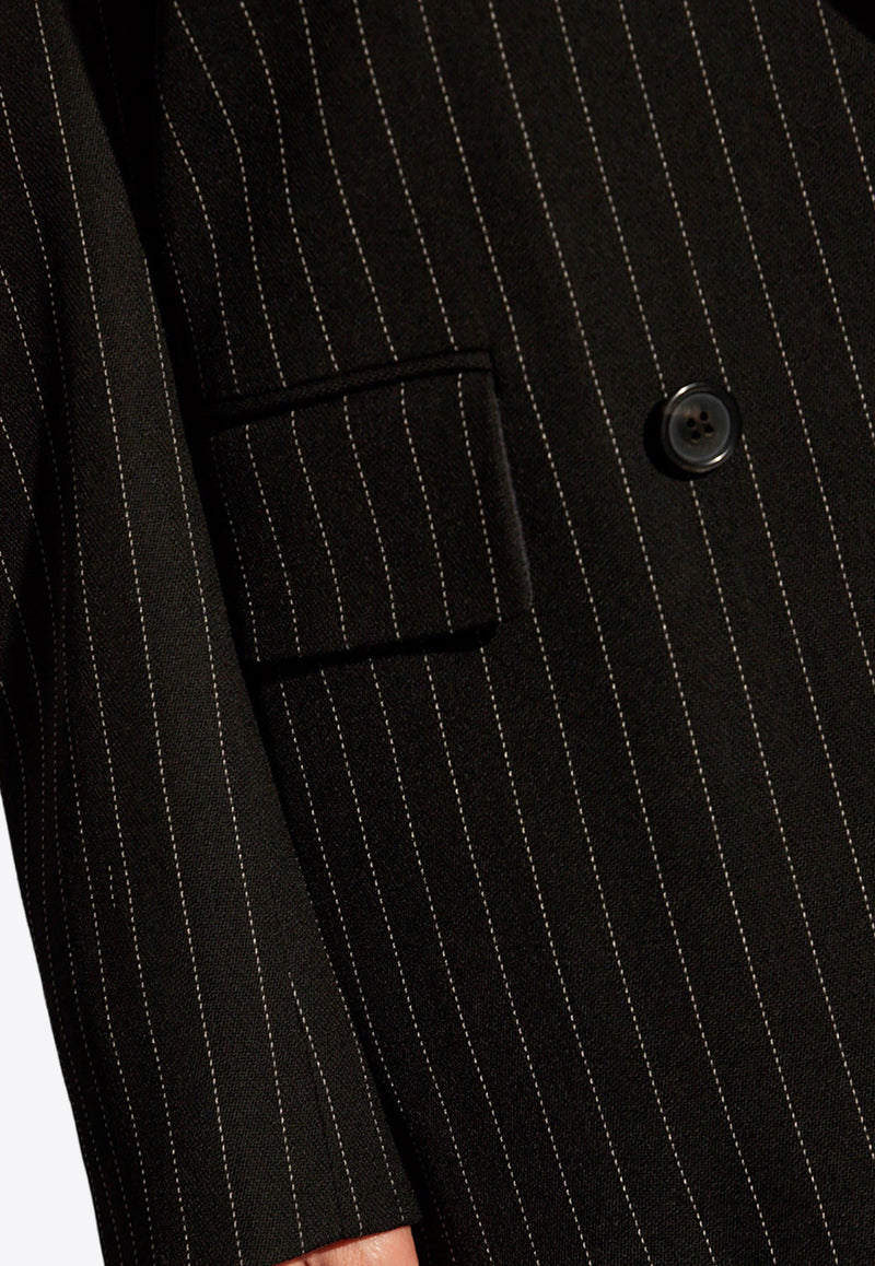 Saint Laurent Double-Breasted Pinstripe Wool Blazer Black 762930 Y5I02-1071