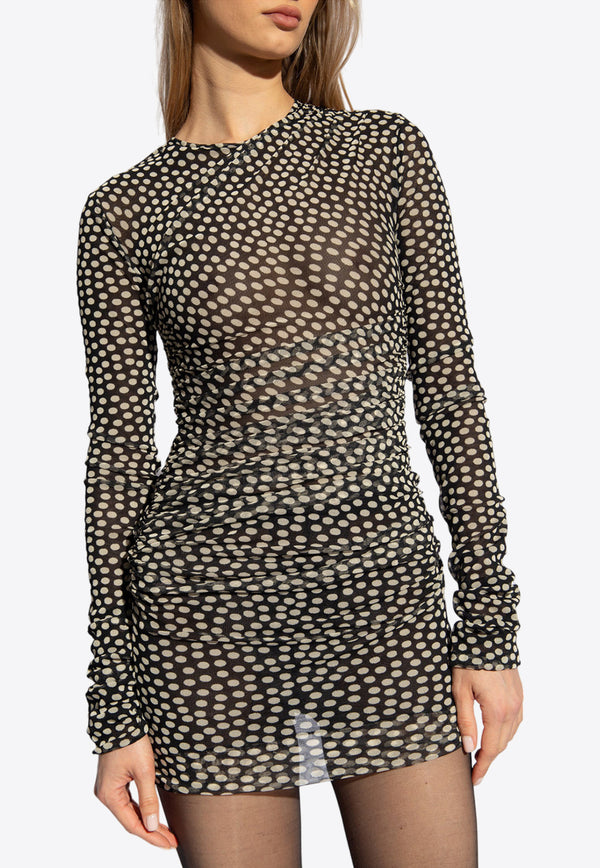 Saint Laurent Polka-Dot Mini Dress Black 781869 Y4I18-1095