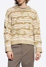 Bottega Veneta Distorted Stripe Knitted Sweater Cream 786037 V3WG0-4901