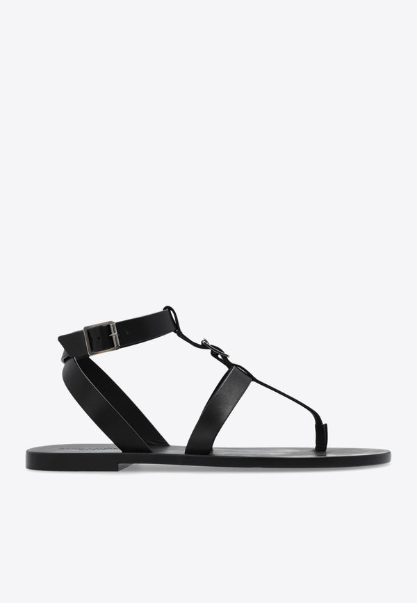 Saint Laurent Buckled Leather Sandals Black 776941 DWE00-1000