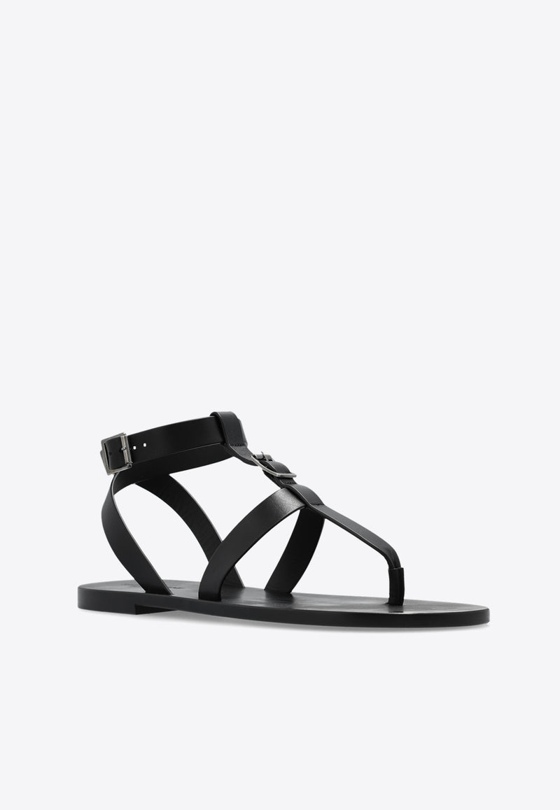 Saint Laurent Buckled Leather Sandals Black 776941 DWE00-1000