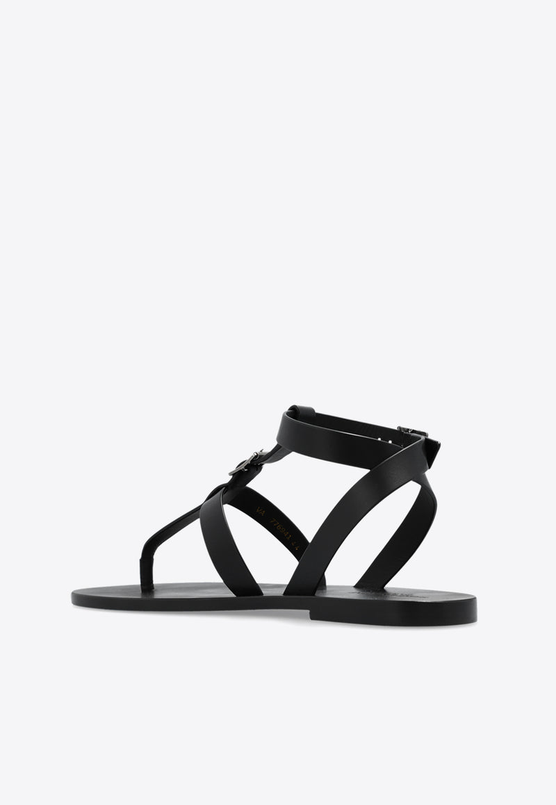 Saint Laurent Buckled Leather Sandals Black 776941 DWE00-1000