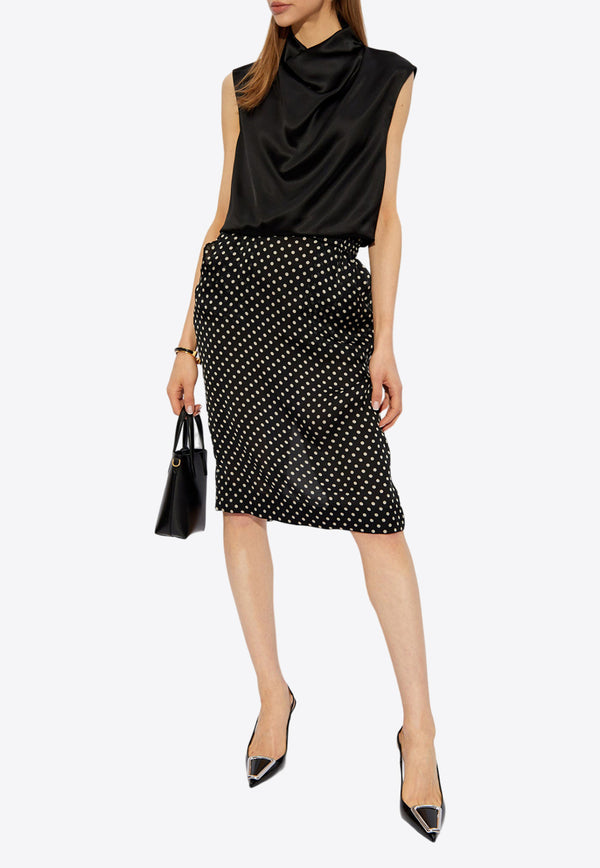 Saint Laurent Polka Dot Silk Skirt Black 777267 Y3I72-1095