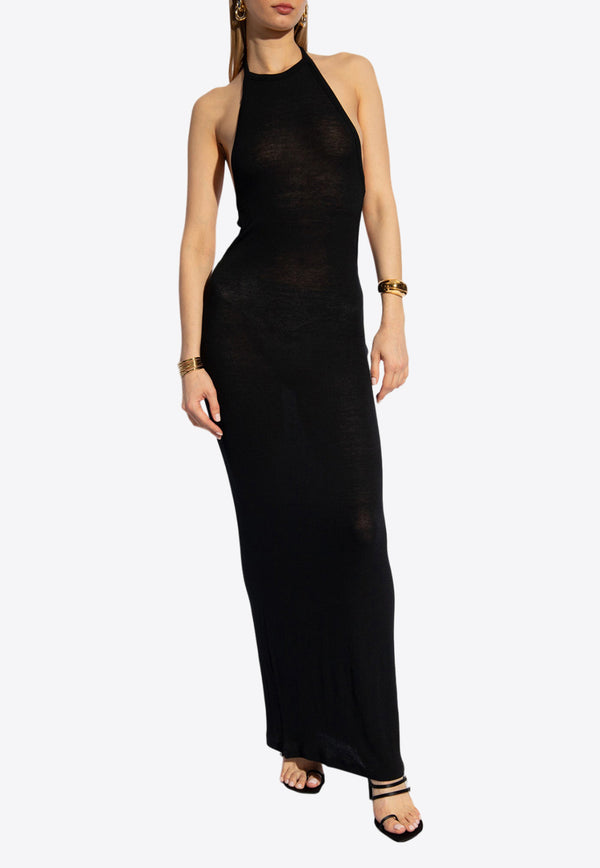 Saint Laurent Halter Neck Maxi Dress Black 776601 Y37NW-1000