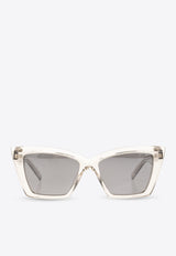 Saint Laurent Logo Cat-Eye Sunglasses Gray 779911 Y9956-9309