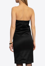 Saint Laurent Strapless Mini Satin Dress Black 780566 Y5I70-1000