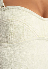 Bottega Veneta Textured Nylon Bustier Bodysuit Cream 782623 V40F0-9204