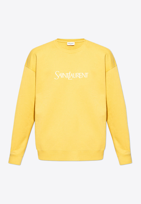 Saint Laurent Logo Print Pullover Sweatshirt Yellow 782051 Y36ZO-7290