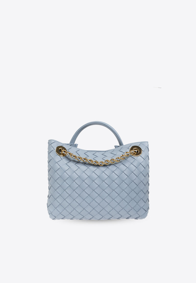 Bottega Veneta Small Andiamo Shoulder Bag in Intrecciato Leather Ice 786008 VCPP1-1728