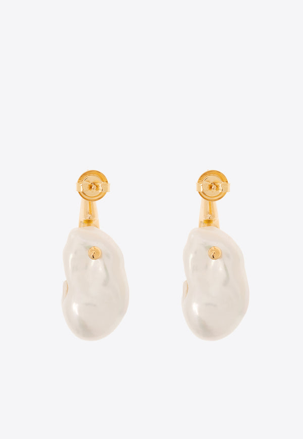 Bottega Veneta Large Pearl Earrings Gold 786155 V721A-9000