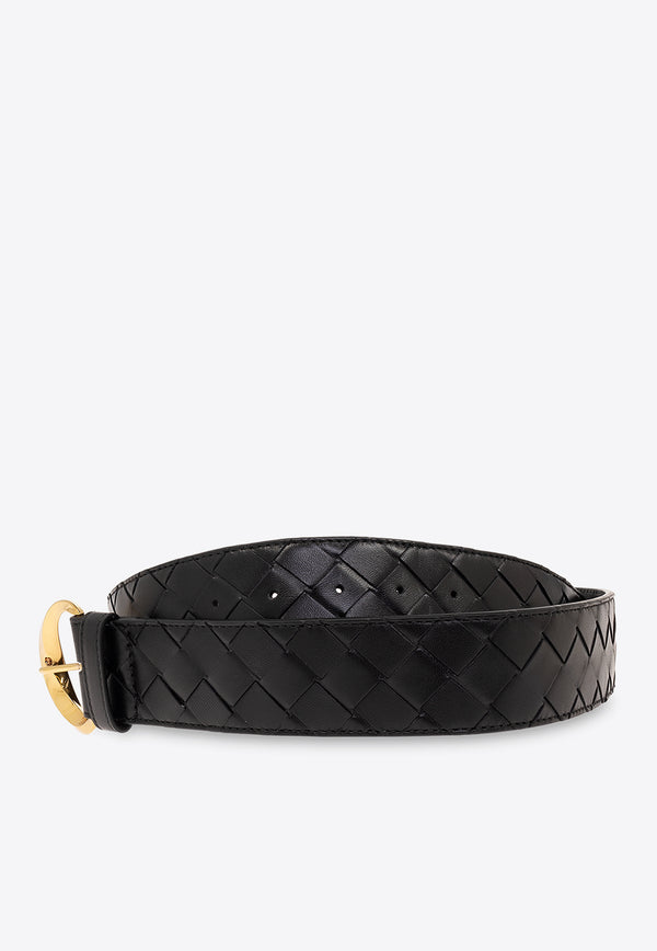Bottega Veneta Essential Intrecciato Leather Twist Belt Black 786130 V2ZL4-1019