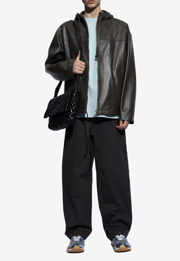 Bottega Veneta Hooded Leather Jacket with Hood Brown 789304 V3WT0-2181