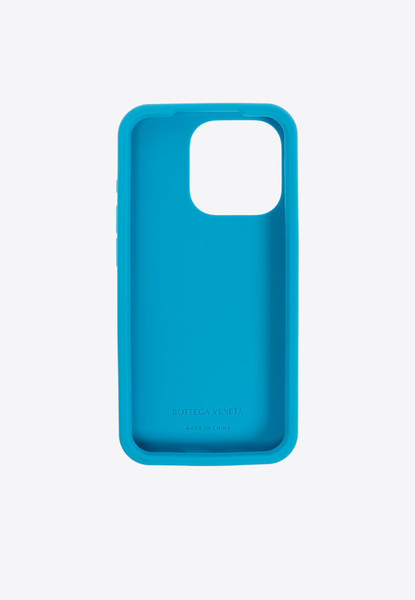 Bottega Veneta iPhone 15 Pro Intreccio Rubber Case Blue 789836 V0EY0-4609