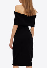 Bottega Veneta Textured Nylon Off-Shoulder Dress Black 791315 V40F0-1000