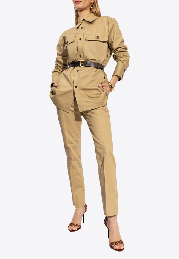 Saint Laurent Saharienne Belted Shirt Beige 792794 Y9I30-2965