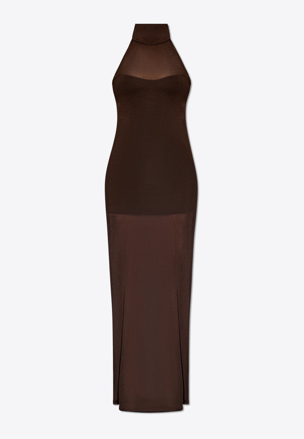 Tom Ford Fine-Knit Sheer Maxi Dress Brown ACK462 YAX646-KB377
