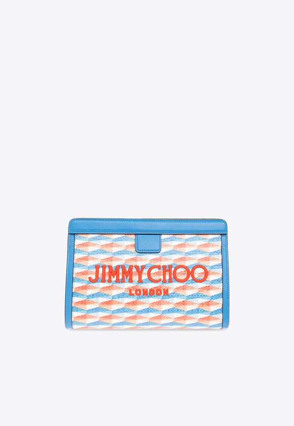Jimmy Choo Avenue Logo Embroidered Pouch Multicolor AVENUE POUCH JXF-SKY SKY MIX
