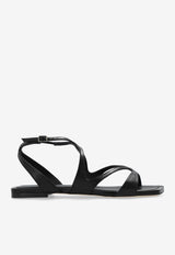 Jimmy Choo Ayla Leather Flat Sandals Black AYLA FLAT NAP-BLACK