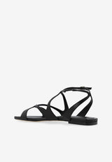 Jimmy Choo Ayla Leather Flat Sandals Black AYLA FLAT NAP-BLACK
