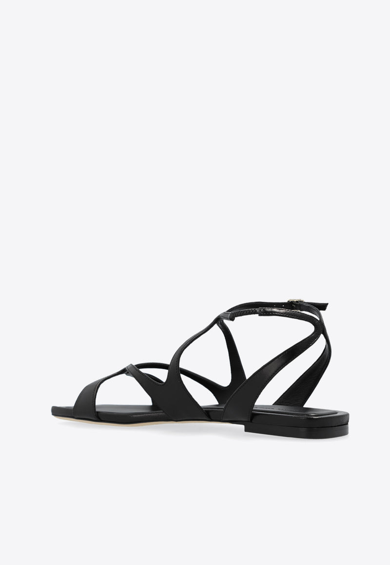 Jimmy Choo Ayla Nappa Leather Flat Sandals Black AYLA FLAT NAP-BLACK