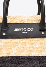 Jimmy Choo Small Beach Basket Tote Bag Beige BEACH BASKET TOTE S JXH-NATURAL BLACK LIGHT GOLD