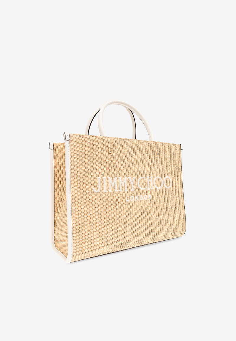 Jimmy Choo Medium Avenue Raffia Tote Bag Beige AVENUE M TOTE JYC-NATURAL LATTE LIGHT GOLD