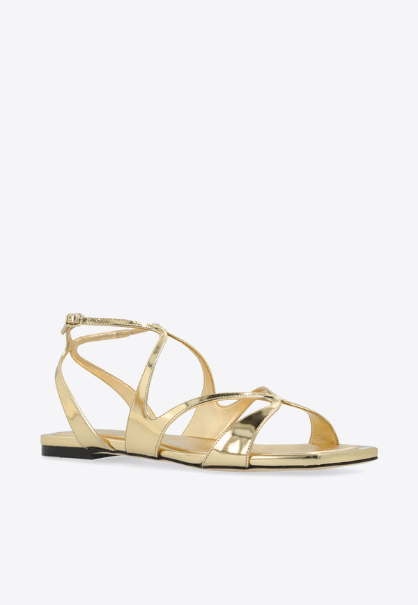 Jimmy Choo Ayla Metallic Leather Flat Sandals Gold AYLA FLAT QUI-GOLD